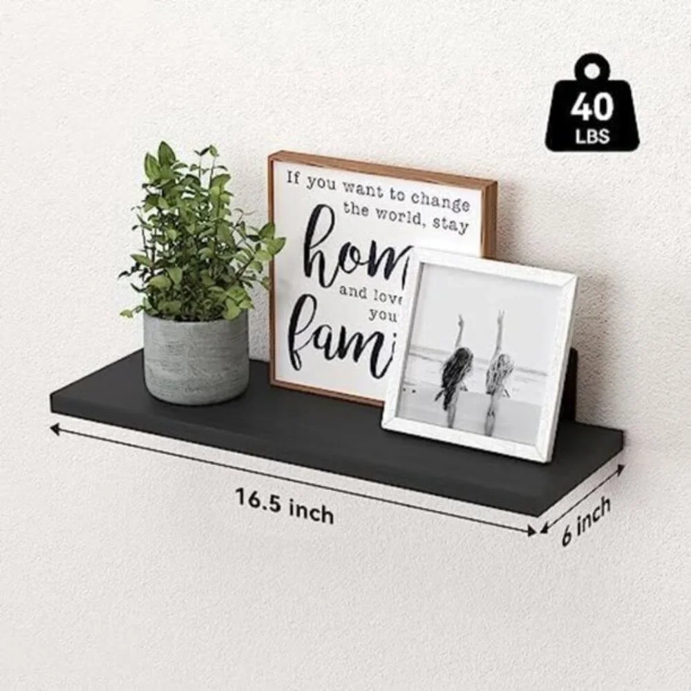 New Set of 6 Rustic Wood Floating Wall Shelves for Home Decoration